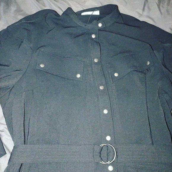 Rebecca Minkoff Womens Shirt Dress 2X‎ Black Belted Utility Button Up Stitch Fix - Picture 3 of 11